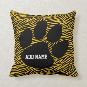 School Spirit - Tiger Paw Print and Stripes Kussen
