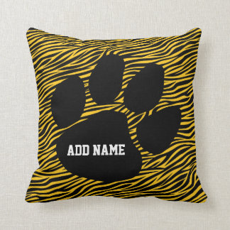 School Spirit - Tiger Paw Print and Stripes Kussen