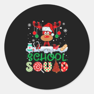 School squad verpleegster rendier buffel rood geru ronde sticker
