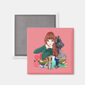 School Study Buddies Furry Friends Magnet, ZKOA Magneet (Voorkant / Achterkant)