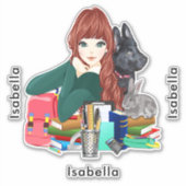 School Study Buddies Furry Friends Naam toevoegen, Sticker (Voorkant)