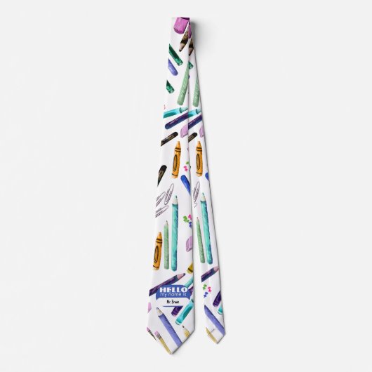 School supplies pattern stropdas (Voorkant)