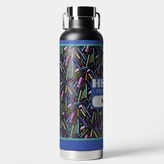 School supplies pattern waterfles (Voorkant)