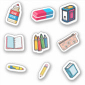 School Supplies Sticker Pack - Cartoon Illustratio (Devant)