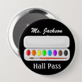 School Teacher Hall Pass - SRF Ronde Button 4,0 Cm (Voorkant /achterkant)