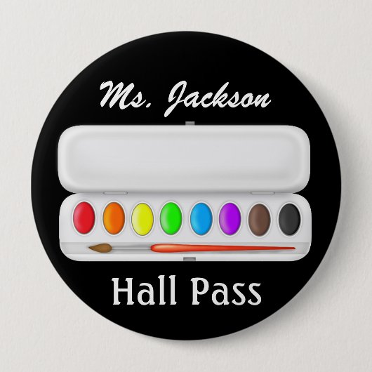 School Teacher Hall Pass - SRF Ronde Button 4,0 Cm (Voorkant)