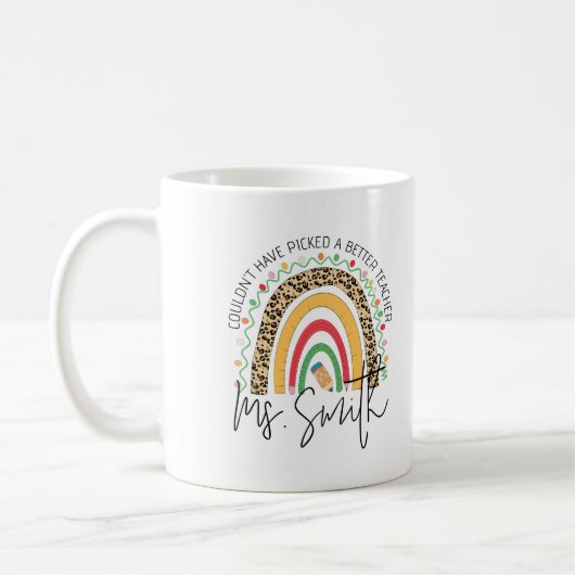 School Teacher Rainbow Custom Thank your Gift Koffiemok (Links)