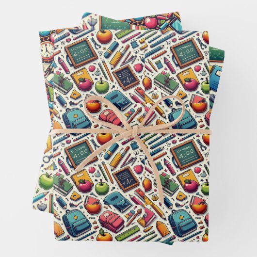 School Thema Verpakking Papier Flat Sheet Set van Inpakpapier Vel (In situ)