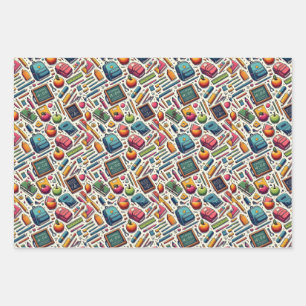 School Thema Verpakking Papier Flat Sheet Set van  Inpakpapier Vel