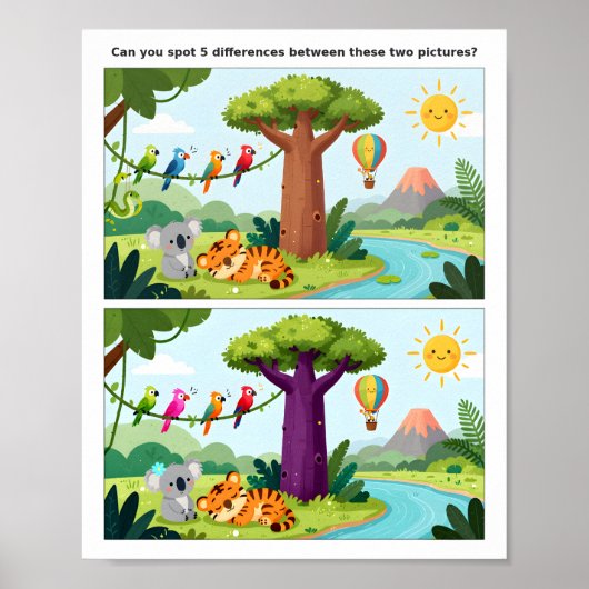 School Time Spot the Difference Poster – Education (Voorkant)
