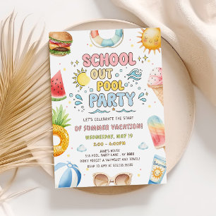School uit Zwembadfeest Begin van de zomervakantie Kaart