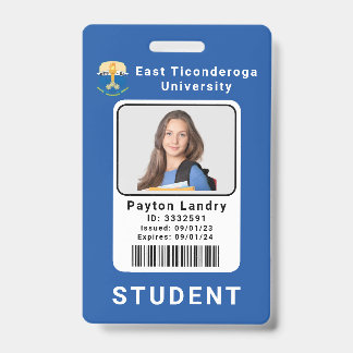 School University Student ID Badge Sjabloon Blauw