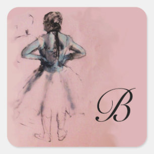 SCHOOL VAN DANCE / BALLERINA PINK BALLET DANCER VIERKANTE STICKER