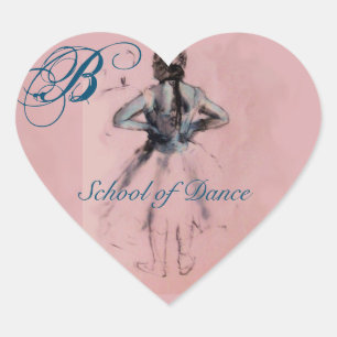 SCHOOL VAN DANS/BALLERINA BALLET DANCER MONOGRAM HART STICKER