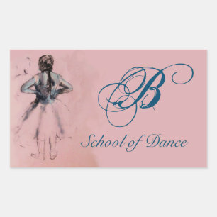 SCHOOL VAN DANS/BALLERINA BALLET DANCER MONOGRAM RECHTHOEKIGE STICKER