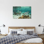 School van Permit vissen Canvas Afdruk (Insitu (Slaapkamer))
