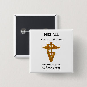 School Veterinary White Coat Ceremony Vierkante Button 5,1 Cm