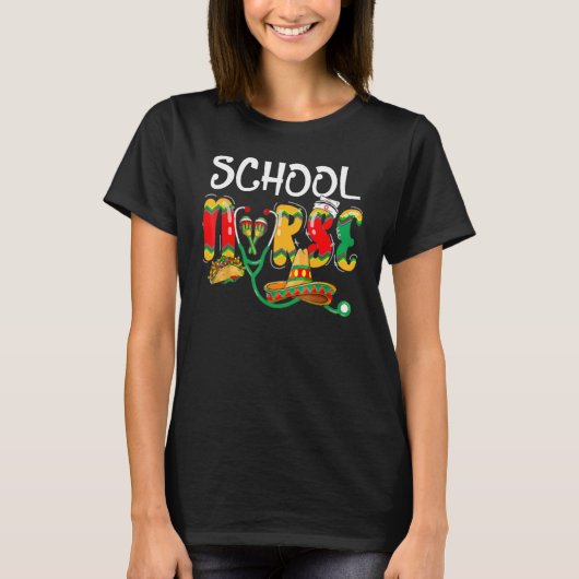 School Zuster Mexicaans Latijn Stethoscoop Cinco D T-shirt (Voorkant)