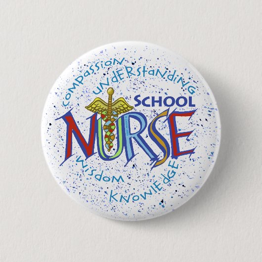 School Zuster Motto Ronde Button 5,7 Cm (Voorkant)