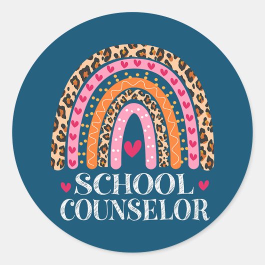 Schooladviseur Rainbow Leopard-waardering Ronde Sticker (Voorkant)