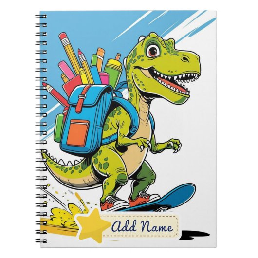 Schoolagenda van de bewerkbare dinosaurus notitieboek (Voorkant)
