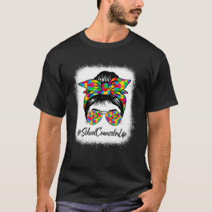 Schoolbegeleider Messy Bun Ondersteunt Autisme Awa T-shirt