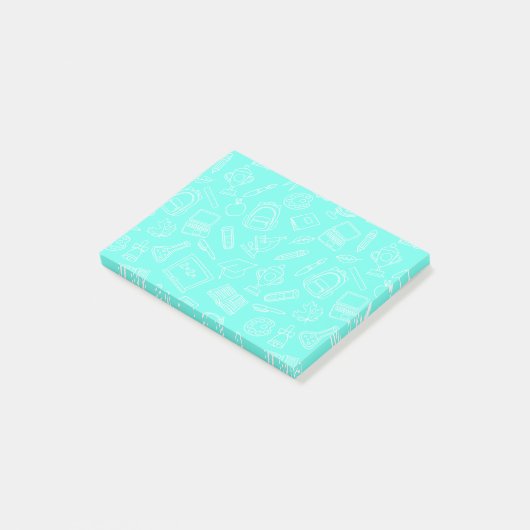 Schoolbenodigdheden met lijntekeningpatroon post-it® notes (Schuin)