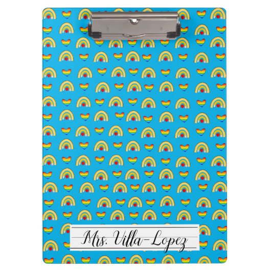 schoolbenodigdheden met Rainbow Hearts Pattern Klembord (Voorkant)