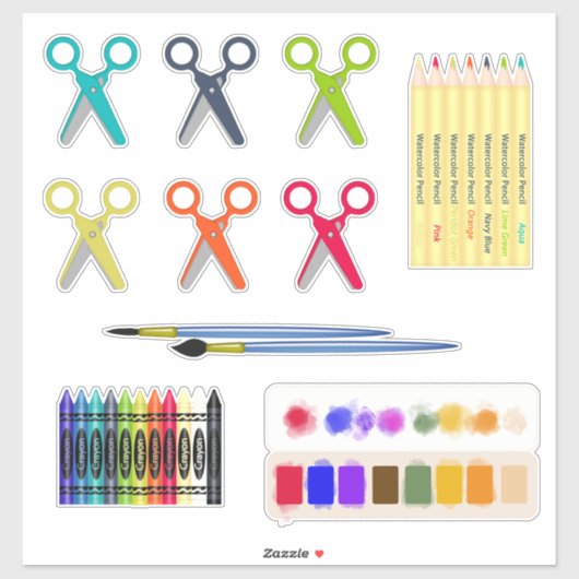 Schoolbenodigdheden voor kunstklasse sticker (Vel)