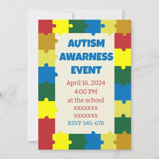 Schoolbewustzijnsevenement voor autisme kaart (Voorkant)
