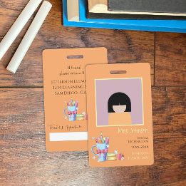 Schoolbibliothecaris Oranje Verticaal Foto ID-badg Badge