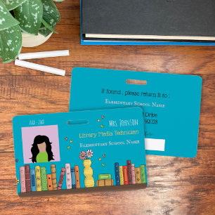 Schoolbibliothecaris Teal Foto ID-badge Badge