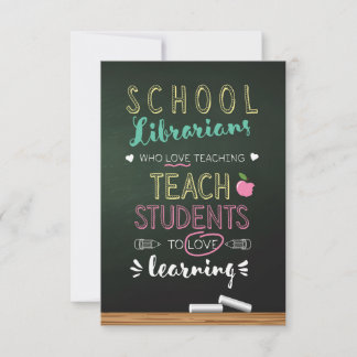 Schoolbibliothecarissen die van lesgeven houden bedankkaart