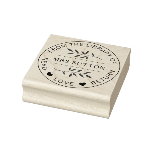 schoolbibliotheek boek bord LEAF docent Rubberstempel (Stempel)