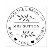 schoolbibliotheek boek bord LEAF docent Rubberstempel (Afrduk)