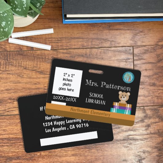 Schoolbibliotheek ID-badge met districtszegel Badge