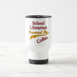 Schoolbibliotheek met koffie reisbeker