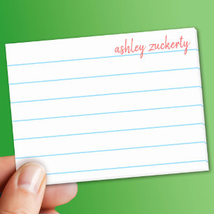Schoolblaas met rode scriptnaam post-it® notes
