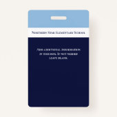 Schoolblauw personeel foto-id leraar badge (Achterkant)