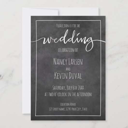schoolbord typografie bruiloft uitnodigingen (Voorkant)