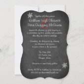 schoolbordbruiloft | Rode, zilveren sneeuwvlokken Kaart (Achterkant)