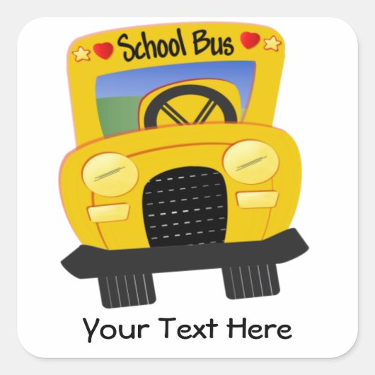 Schoolbus 2 () vierkante sticker (Voorkant)