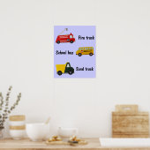  schoolbus, brand en zandwagen poster (Keuken)