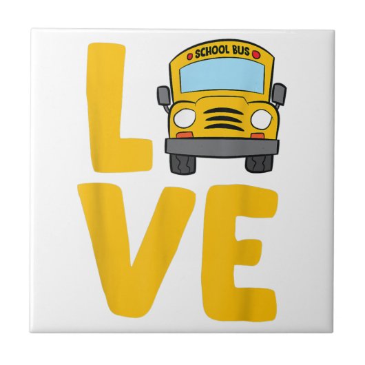 Schoolbus Busdriver Love School Tegeltje (Voorkant)