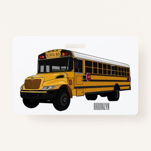 Schoolbus cartoon illustratie badge (Voorkant)