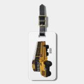 Schoolbus cartoon illustratie bagagelabel (Voorkant verticaal)
