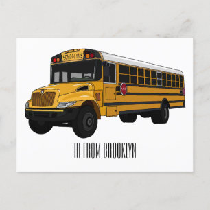 Schoolbus cartoon illustratie briefkaart