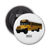 Schoolbus cartoon illustratie button flesopener (Voorkant)