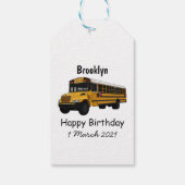 Schoolbus cartoon illustratie cadeaulabel (Achterkant)