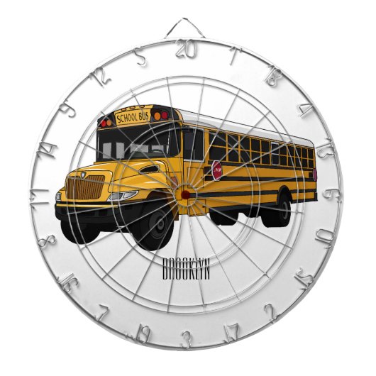 Schoolbus cartoon illustratie dartbord (Voorkant)